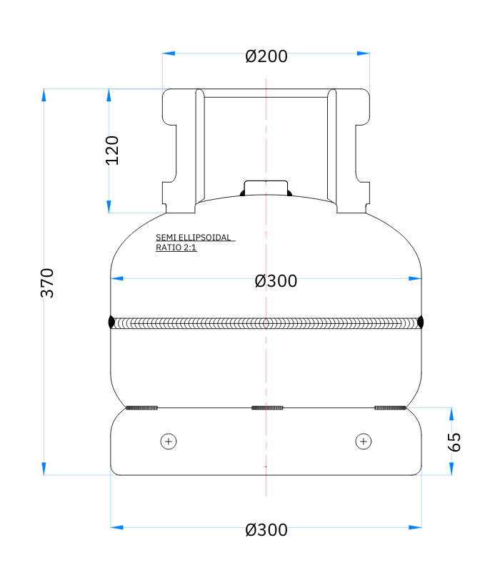 Design of 5.5 Kg LPG Camping Cylinder 13L-Type 5 with Dimensions